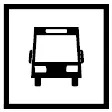 Schwarz-Weiß-Symbol eines frontalen Busses innerhalb eines quadratischen Rahmens, ideal für Verkehrsführer Klettern Karwendel.