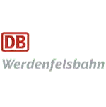 Logo mit roten Buchstaben "DB" in einem Kasten über dem Wort "Werratalbahn" in grauer Schrift auf transparentem Hintergrund, perfekt für Anreise und Reise-Branding.