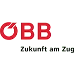 ÖBB-Logo in Rot mit dem Slogan "Zukunft am Zug" in Schwarz - perfekt für Ihre umweltfreundliche Anreise.