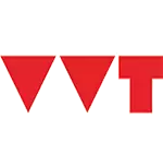 Drei rote Formen - zwei nach unten weisende Dreiecke und ein großer roter Buchstabe T - sind auf einem transparenten Hintergrund angeordnet und erinnern an eine Anreise oder Ankunft.