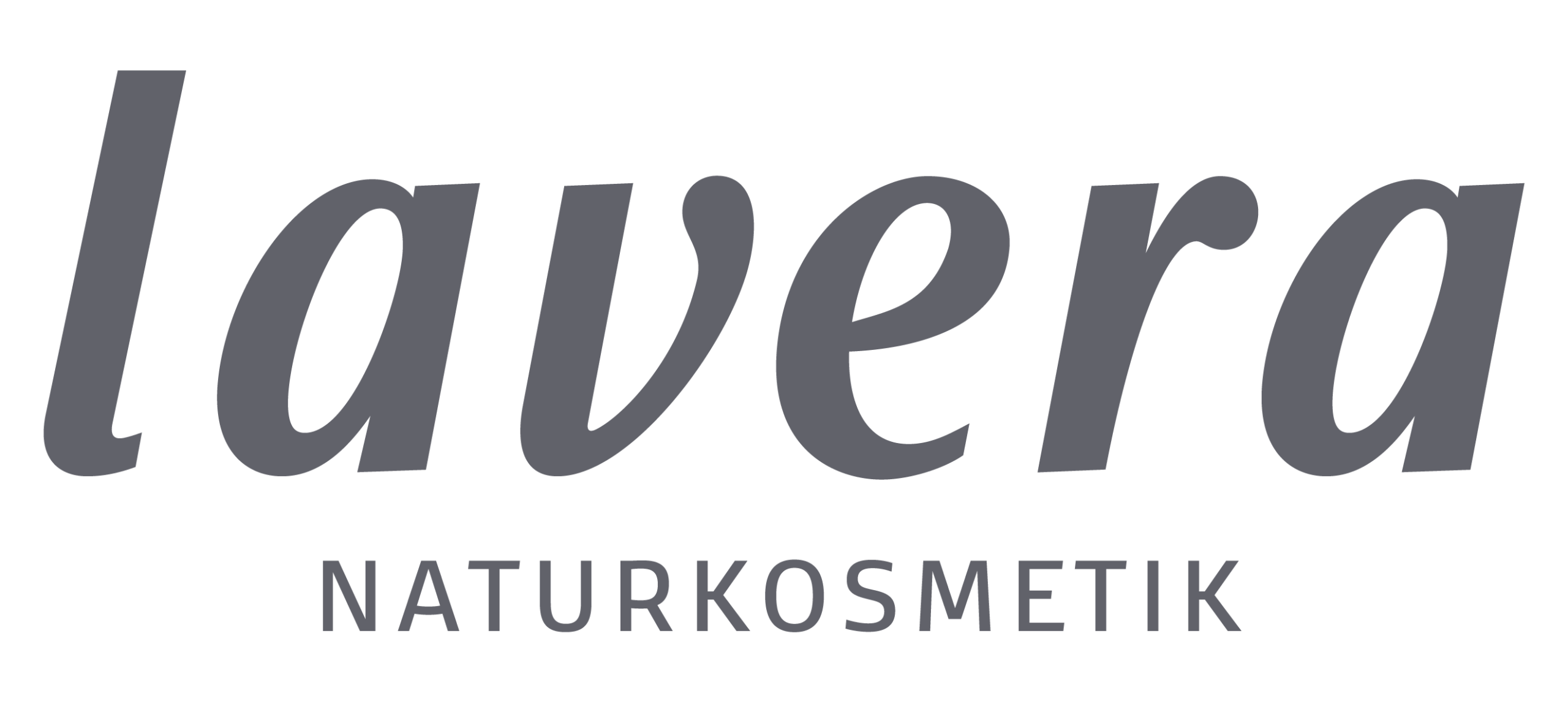 Das Bild zeigt das "lavera"-Logo in grauer Schrift, darunter steht in Großbuchstaben "NATURKOSMETIK", alles auf hellem Hintergrund - ideal für die Präsentation auf einer Freiwilligen Plattform.